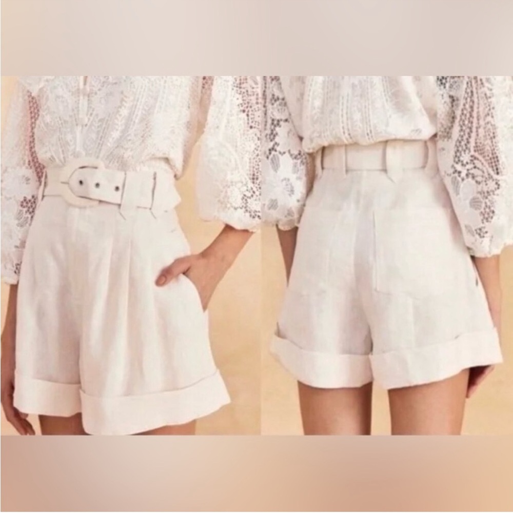 Farm Rio Tailored Linen High Rise Shorts Size Small